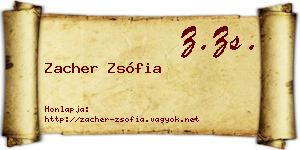 Zacher Zsófia névjegykártya