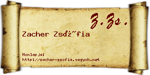 Zacher Zsófia névjegykártya